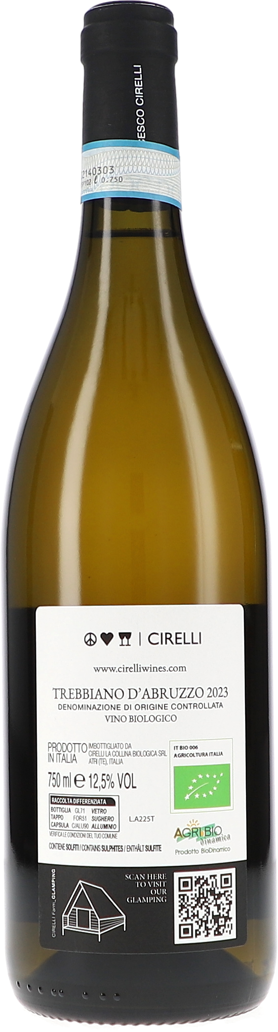 Weißwein, Trebbiano d’Abruzzo, 750 ml, 12,5% VOL, BIO/Vino Biologico