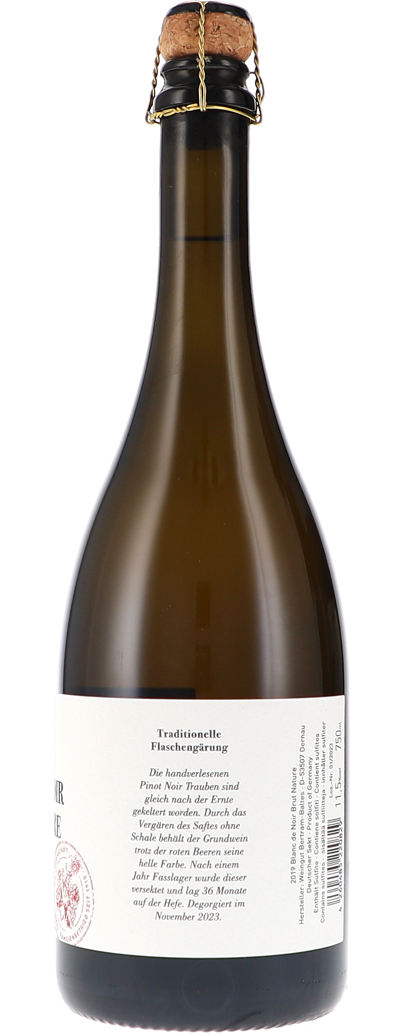 Sektflasche, Flaschengärung, Traditionell, Pinot Noir, Deutschland